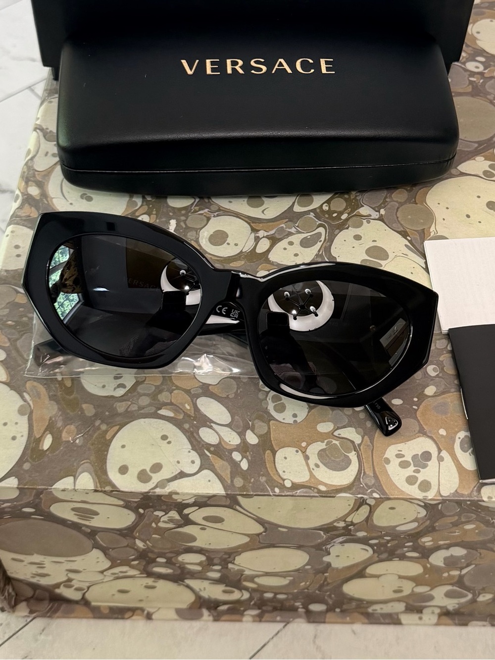 Versace Black Women's Cat-Eye Sunglasses